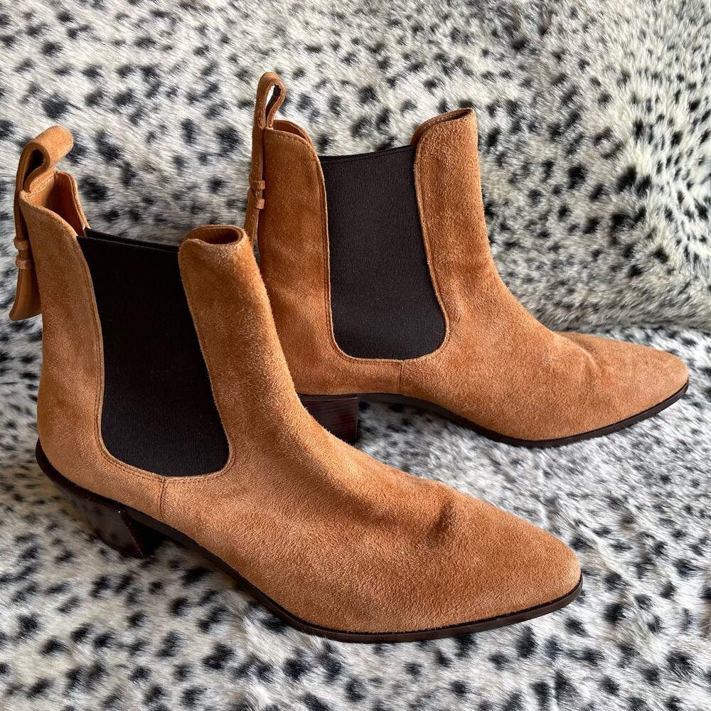 Frame Women Le Lexington Chelsea Ankle Boot Suede Pointed Toe Brown Size EU 40.5